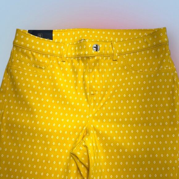 RAFAELLA Women’s 8 Bright Yellow Patterned Pull On Pants - Picture 1 of 4